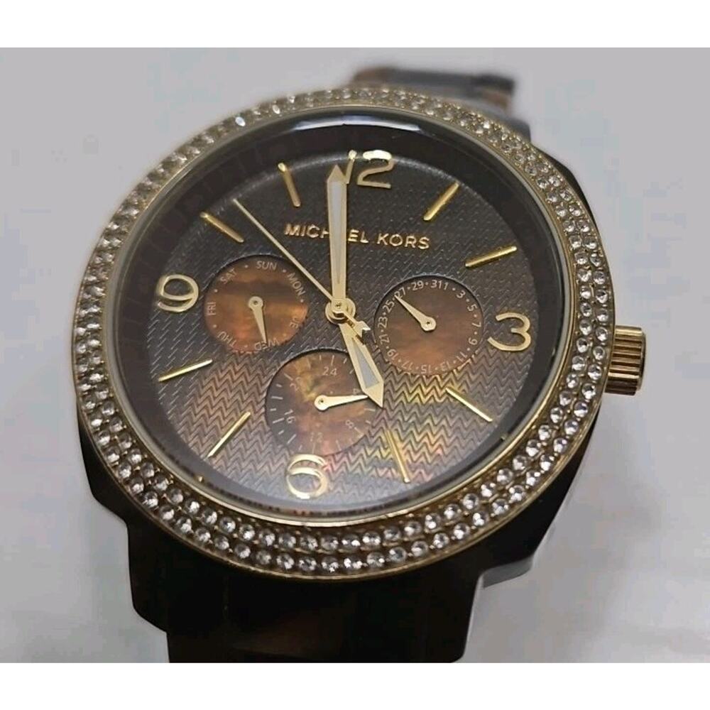 Michael Kors-MK5086 Boyfriend Gold/Tortoise Shell Women's Watch New Battery W120 - Picture 5 of 9